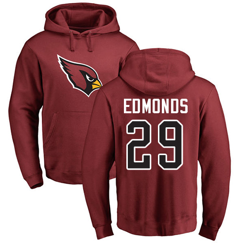 Arizona Cardinals Men Maroon Chase Edmonds Name And Number Logo NFL Football #29 Pullover Hoodie Sweatshirts